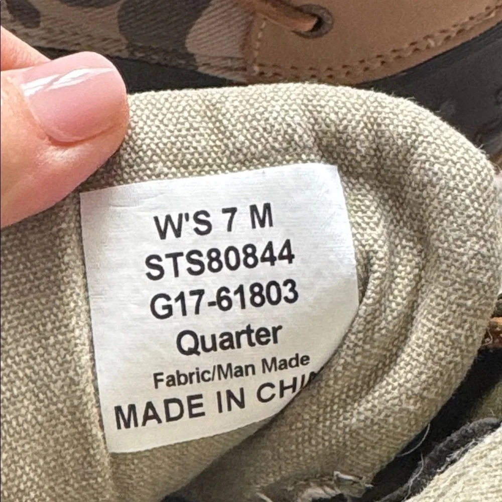 Sperry Saltwater Wedge Tide Camouflage Duck Boots with Tan leather Laces size 7